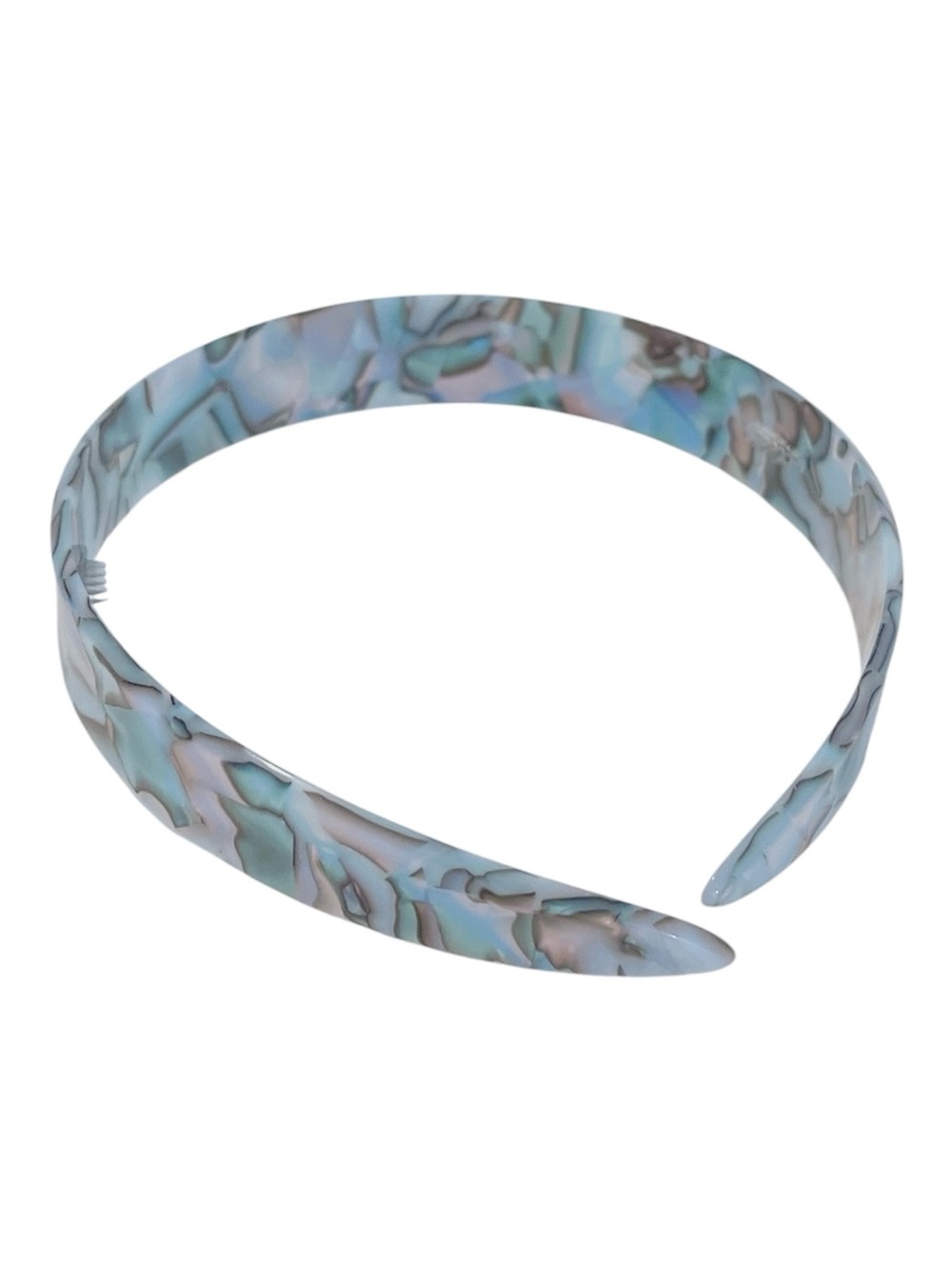 J. Crew Italian Tortoise Shell Blue Acetate Headband Abalone Comb - Picture 3 of 5